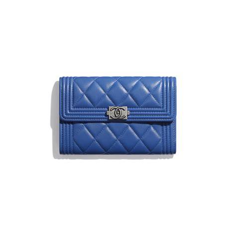 chanel boy flap wallet blue|authentic chanel lambskin wallet.